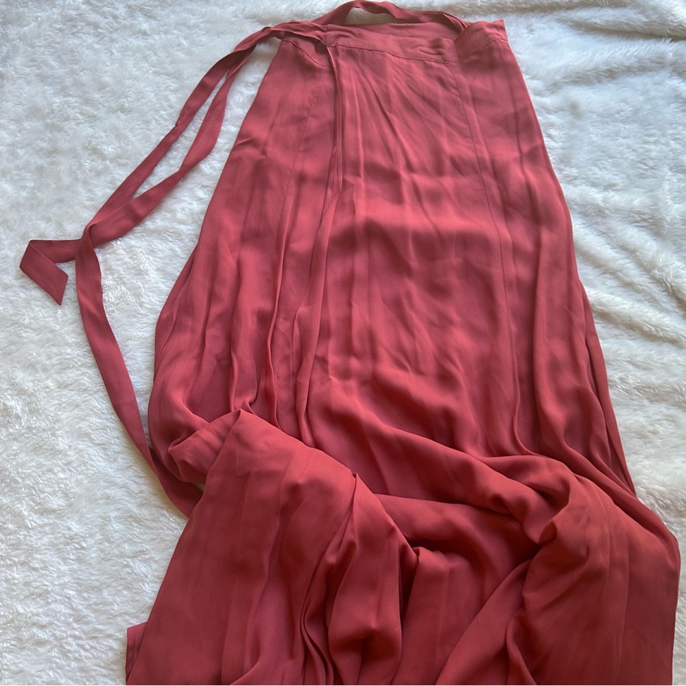 Reformation coral wrap maxi skirt